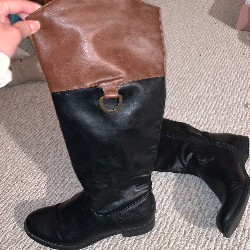 tall long black & brown boots size 7